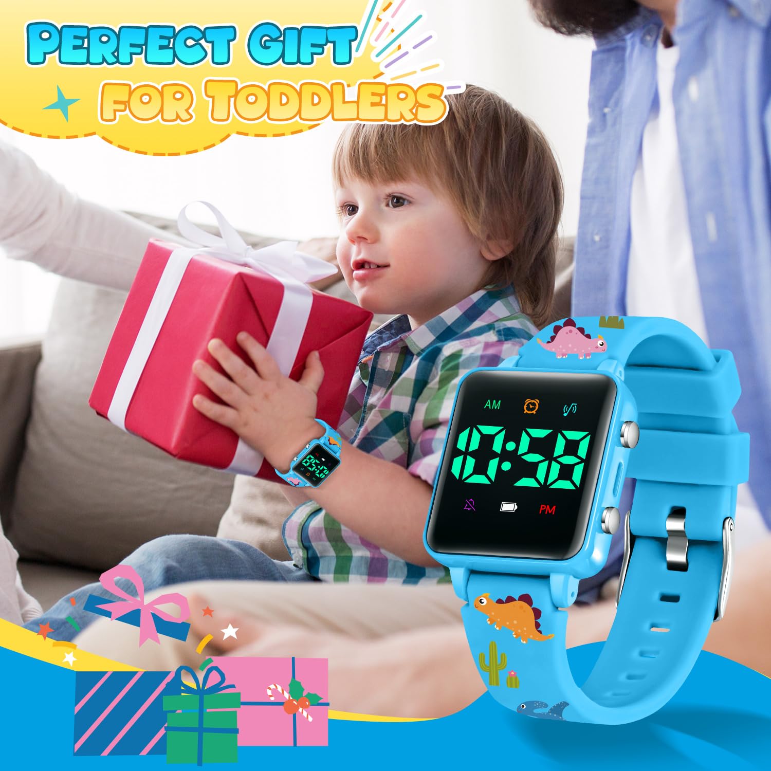 Timever Potty Training Watch for Kids 2-9, Upgraded Magnetic Charging Reminder Toddler Watch with Music/Vibration/Colorful Lights Countdown, Cute Silicone Strap Waterproof Digital Watch for Boys Girls