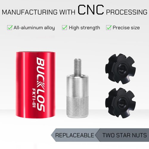 BUCKLOS Bike Fork Star Nut Setting Install Tool with Free Star Nuts and Spare Special Screws for 1", 1-1/8" Threadless Fork Tubes and Headset System, Stainless Steel Bicycle Star Nut Installation Tool