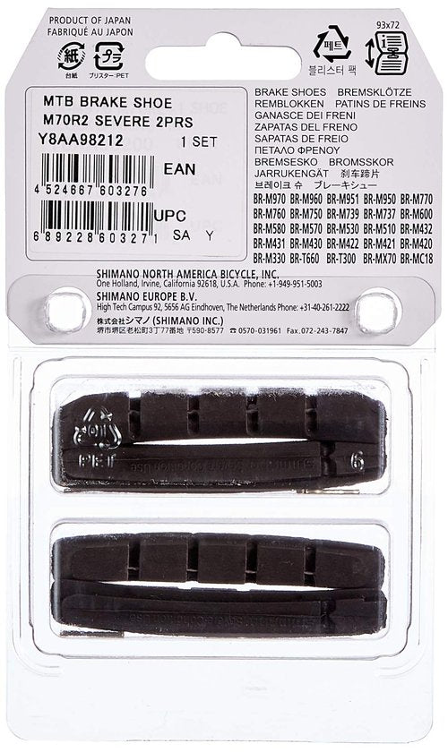 Shimano Y-8AA98212 B70R2 Brake Blocks Black