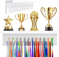 Wooden Medal Hanger Display - Sturdy 19 Hooks Trophy Shelf for Gymnastics, Soccer, Running Awards