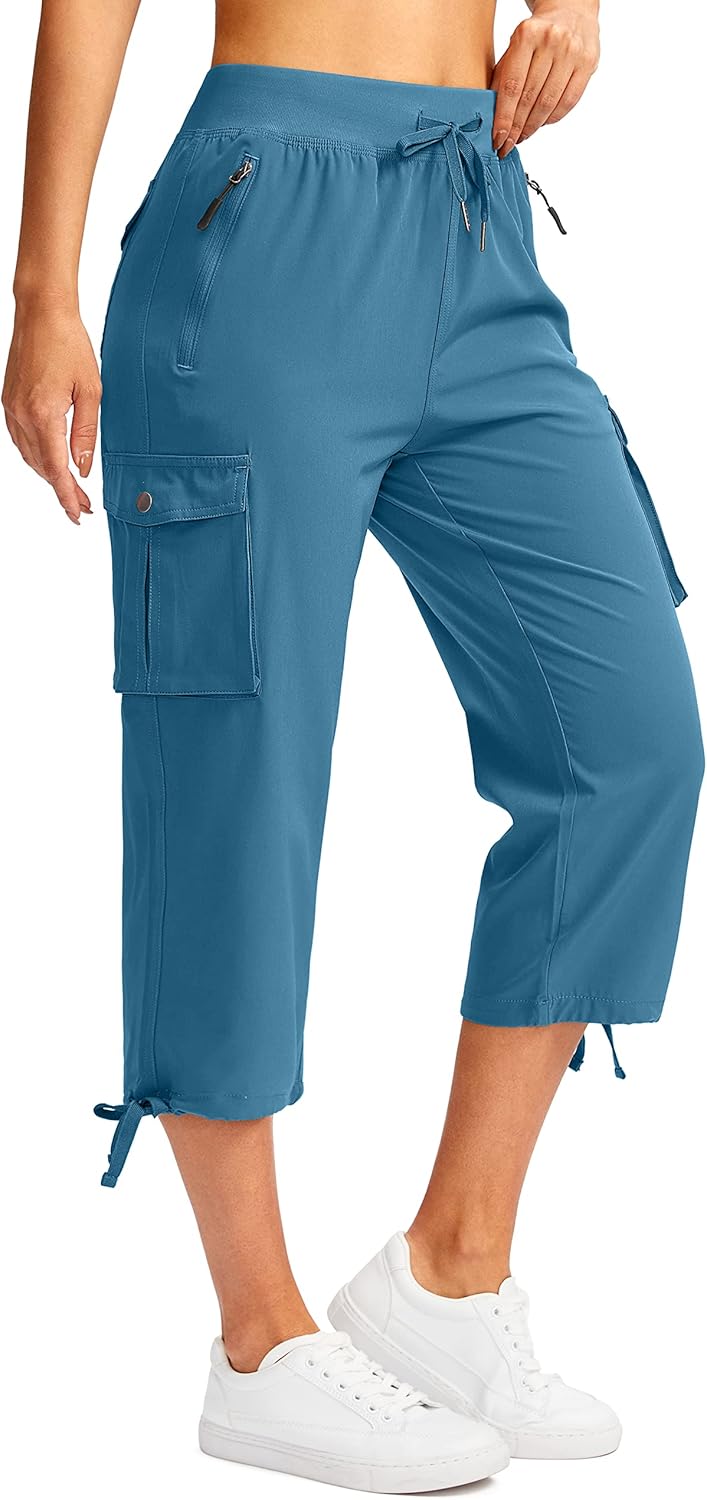 Soothfeel Women's Cargo Capris - Lightweight Quick-Dry Travel Pants with 6 Pockets | Summer Hiking Essentials