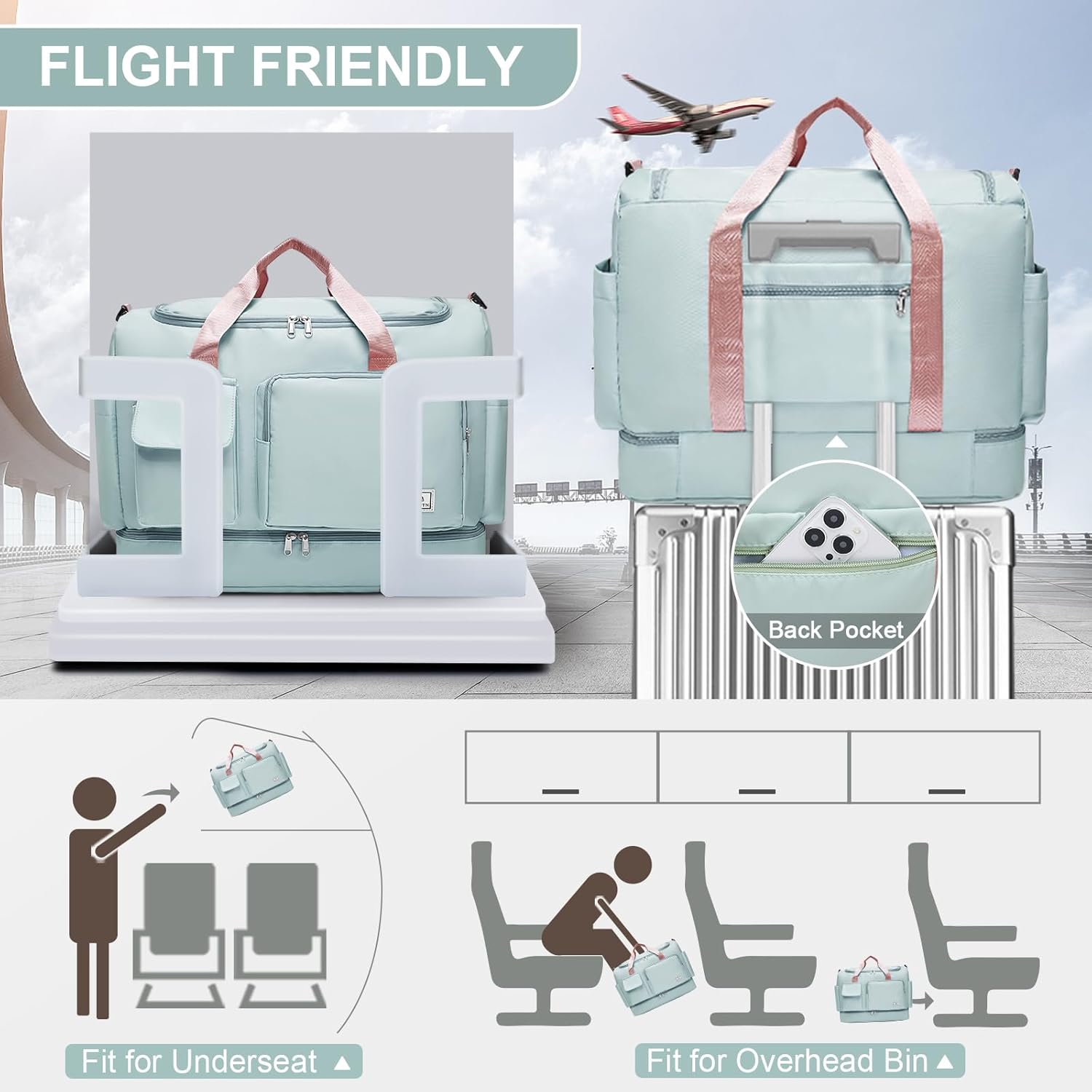 Skiennix Small Gym Bag - Women's Travel Duffle with Shoe Compartment | Perfect for Weekender Trips