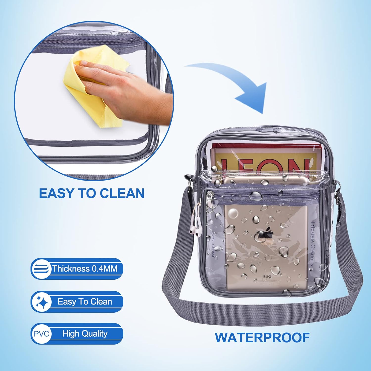 USPECLARE Clear Purse - Stadium-Approved Messenger Bag for Men & Women | Durable & Stylish
