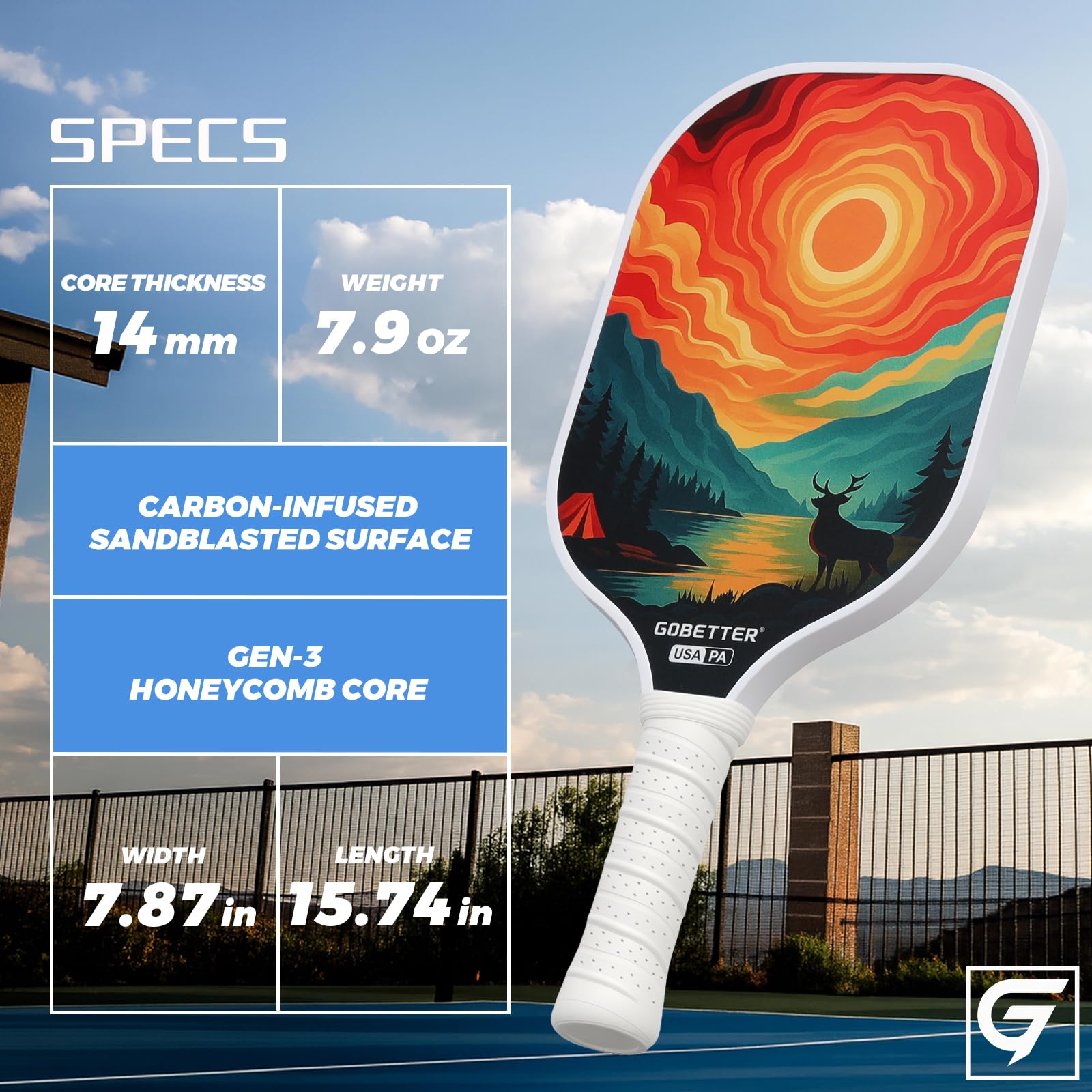 Pickleball Paddles Set of 2 for Beginners, Families & Enthusiasts of All Ages, T300 Carbon-Infused Pickleball Rackets for Better Spin & Control, USAPA Lightweight Pickleball Set with 8 Balls & Bag