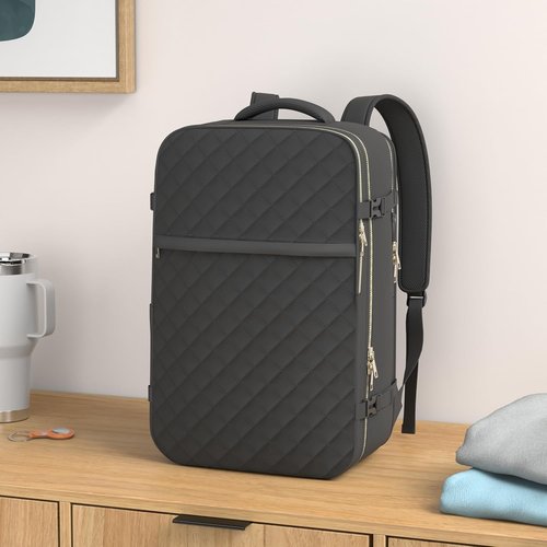MOMUVO Large Travel Backpack - Flight Approved, Water Resistant Anti-Theft Design | Fits 17-Inch Laptop, Black