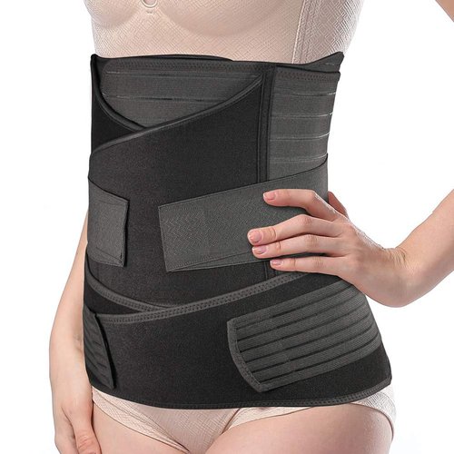 TiRain 3 in 1 Postpartum Belly Wrap C Section Belly Abdominal Binder 3-Piece Postpartum girdles Support Recovery Belly Band, Black Plus Size Fit US Size 14-18