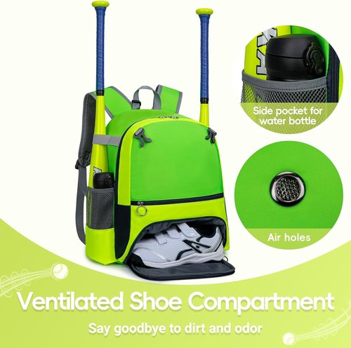 KAVIGOR Youth Baseball & Softball Bag - Ultra-Light Tball Backpack with Shoe Compartment & Helmet Holder