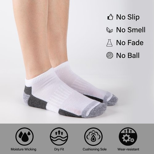 Comfoex 12 Pairs Boys Ankle Cushioned Socks Athletic Low Cut Sports Breathable Socks For Kids 4-6 6-8 8-10 10-12 Years Old