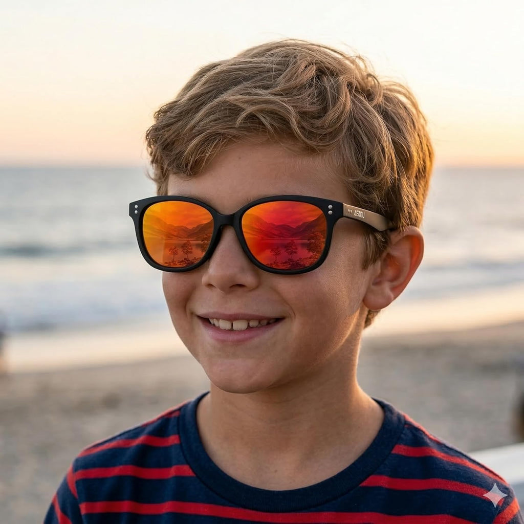 Polarized Sunglasses for Teens - UV400 Protection, Color Mirror Lenses, Matte Frame for Small Faces