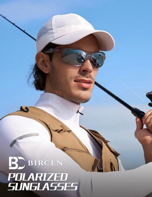 BIRCEN Mens Polarized Sunglasses for Sports: TR90 Lightweight Sun Glasses Wrap Around Shades for Fishing Driving Cycling