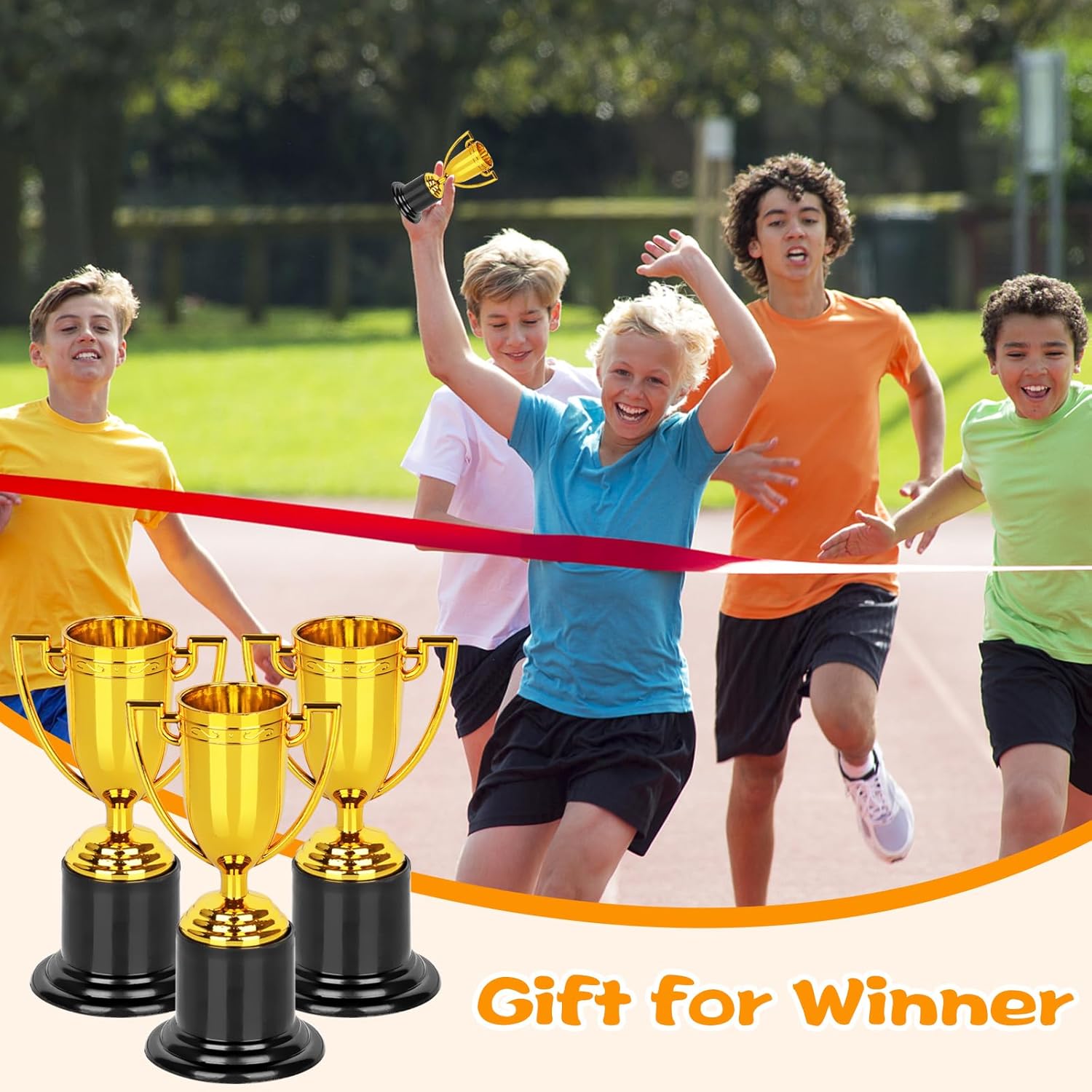 WINKIO Mini Gold Trophy Awards - 4 Inch Plastic Trophies for Kids | Perfect for Party Favors & Competitions
