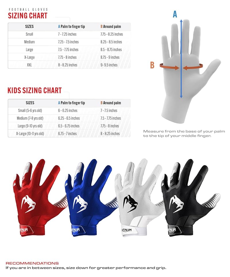 Venum Elite Football Gloves - Royal Blue/Silver, Youth Large (Kids) - True Sticky Grip
