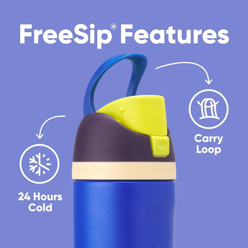 Owala Kids FreeSip Insulated Stainless Steel Water Bottle - BPA-Free, 16 oz, Celestial Sphere for Sports & Travel