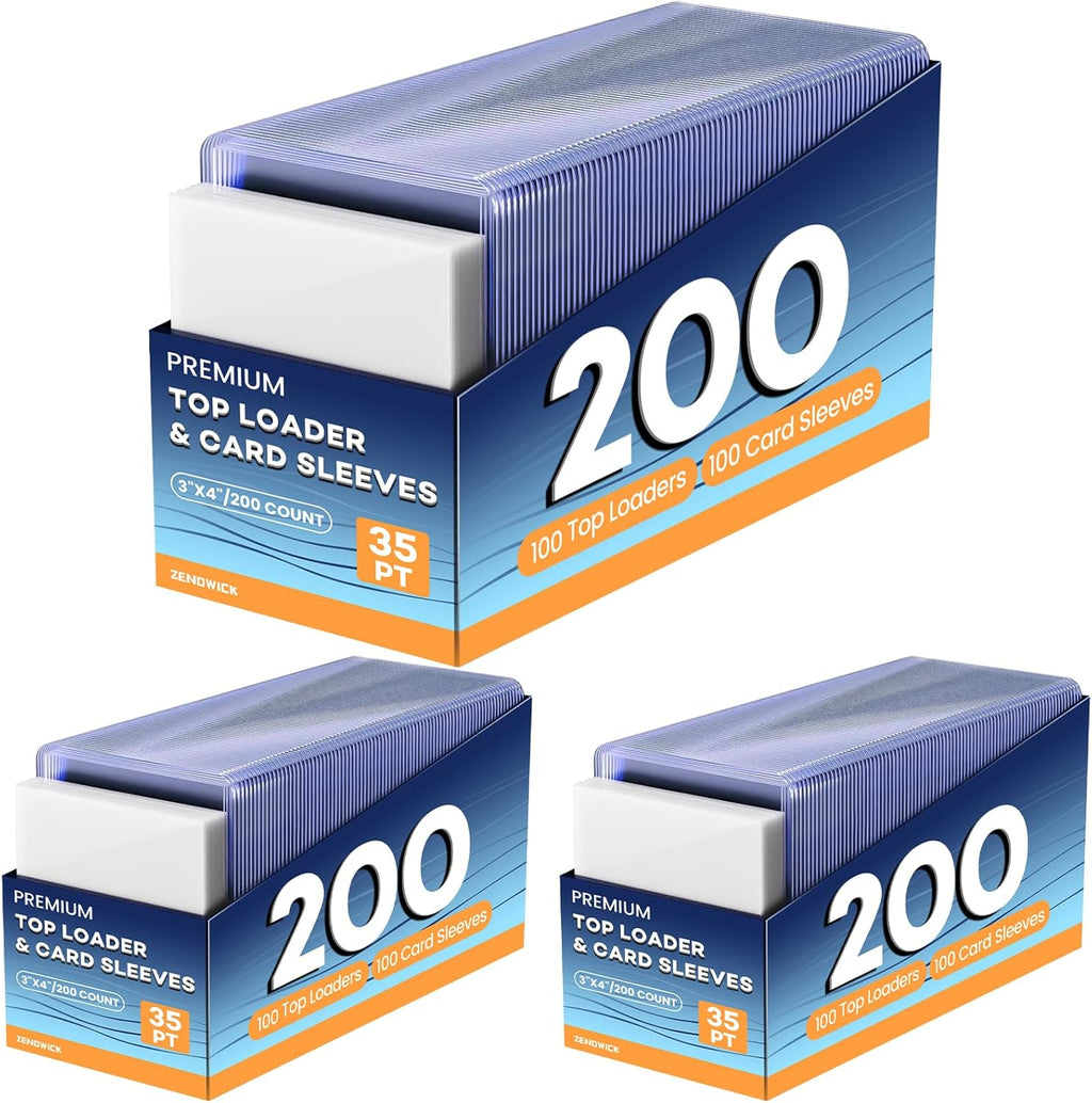 Skiennix 600 Card Sleeves - Hard Plastic Top Loaders with 300 Penny Sleeves | 3" x 4" Trading Card Protectors