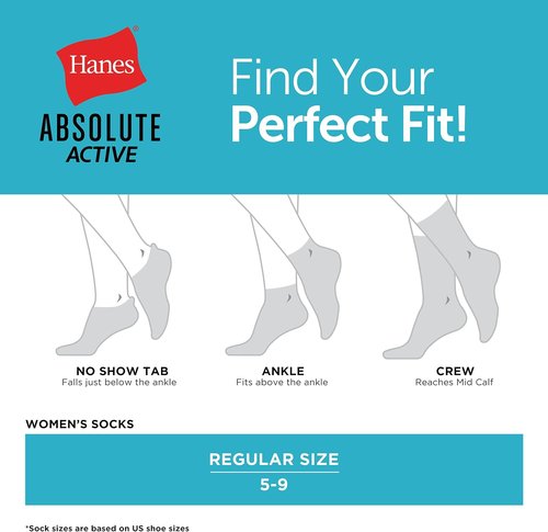 Hanes No Show Tab Socks - Women's Cushioned Comfort | 4 Pairs for Active Lifestyle