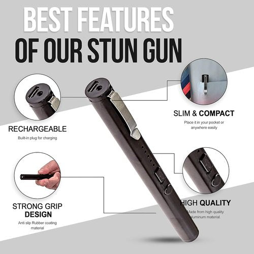 ADS-15SBP Pen Stun Gun - Rechargeable Self Defense Device for Women's Protection
