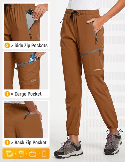 Baleaf Women's Hiking Pants - Quick Dry, Lightweight & Water Resistant | Elastic Waist Cargo Design