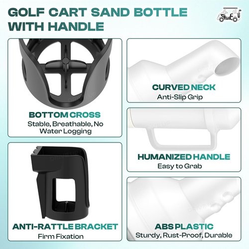 DRIVE UP Golf Cart Universal Sand Bottle, Divot Filler Sand Bottle with Rattle Proof Holder Suitable for EZGO, Club Car and Yamaha, Large Capacity - 2 Packs