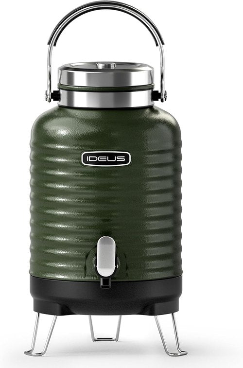 IDEUS Insulated Beverage Dispenser - Vacuum Double-Wall Stainless Steel Water Cooler | 1.4 Gallon, Green