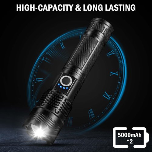Lylting Rechargeable Flashlights High Lumens, 4 Pack 99,000 Lumens Led Flashlights with 5000ɱAh Βattery, Waterproof Powerful Flash Light Multifunctional Flashlights for Home Camping Hiking