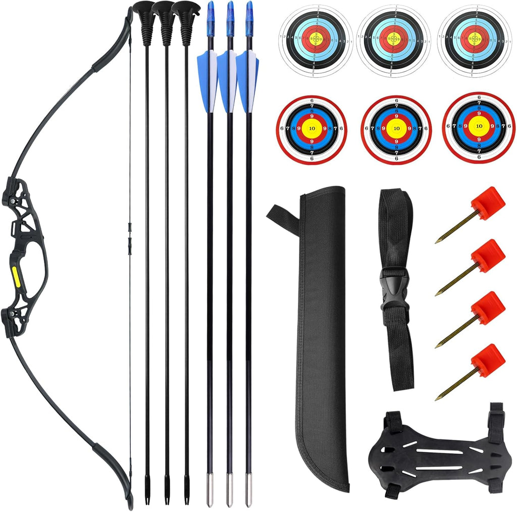 Skiennix Archery Set - Youth Bow and Arrow for Beginners | Adjustable 10-15 lbs for Skill Training