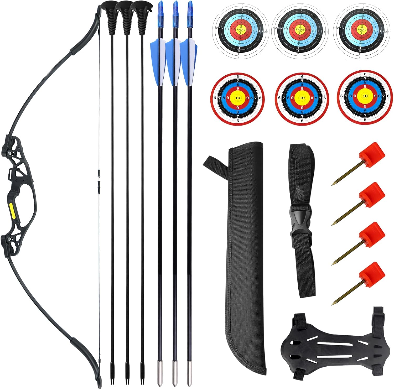 Skiennix Archery Set - Youth Bow and Arrow for Beginners | Adjustable 10-15 lbs for Skill Training
