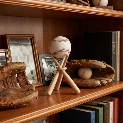 Honoson Baseball Display Stand - Wooden Bat & Ball Holder for Sports Lovers | Centerpiece Decor (1 Pack)