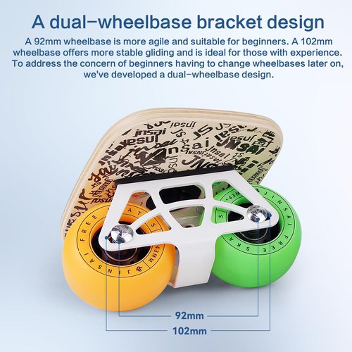 FreeSkates Portable Roller Road Drift Skates Plate, with Maple Deck Anti-Slip, Board Split Skateboard with PU Wheels High-end Bearings (Color Wheel)