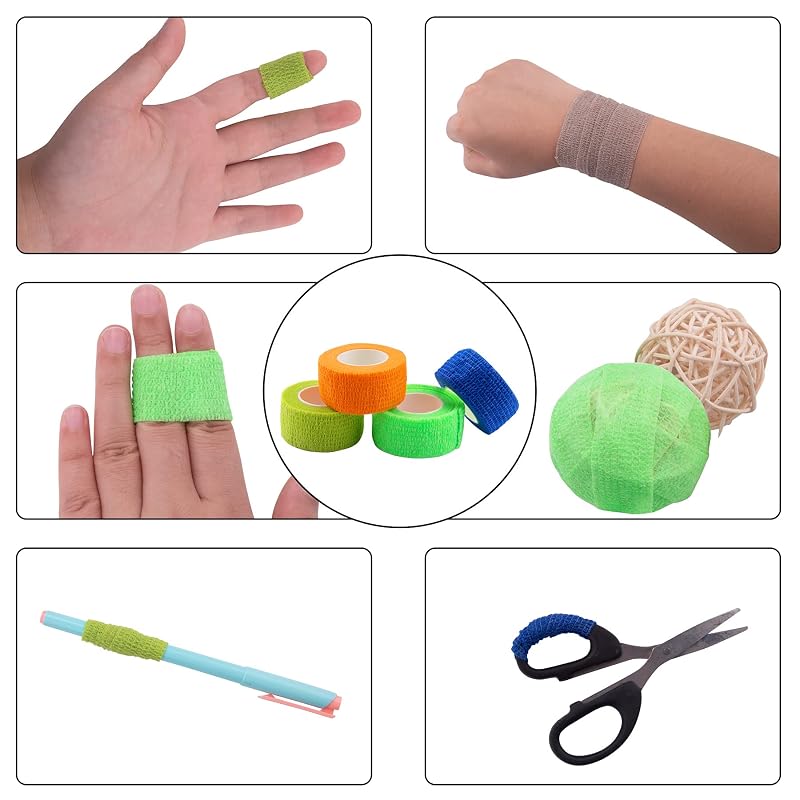1 Inch Self-Adhesive Bandage Wrap (Rainbow) - 40 Rolls, 20 Colors, Breathable Cohesive Tape
