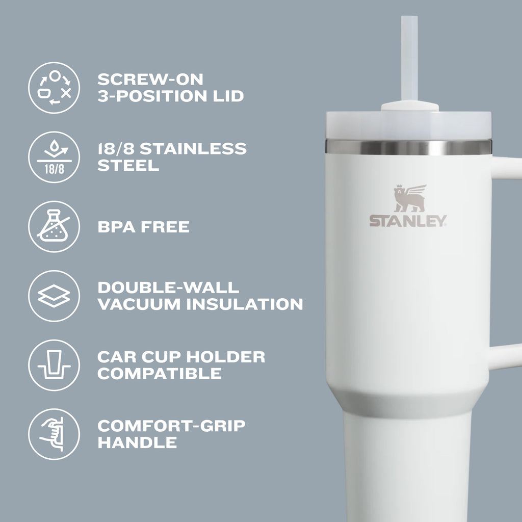 STANLEY Quencher H2.0 Tumbler with Straw 14 oz | Flowstate 3-Position Lid | Cup Holder Compatible for Travel | Insulated Stainless Steel Cup | BPA-Free | Rose Quartz 2.0