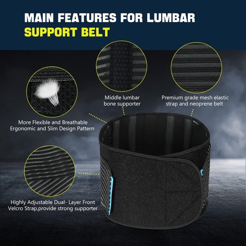 ArbruKa Back Brace Lumbar back Support Belt for Lower Back Pain Relief, Weight lifting, House Cleaner,Compression Belt for Men and Women