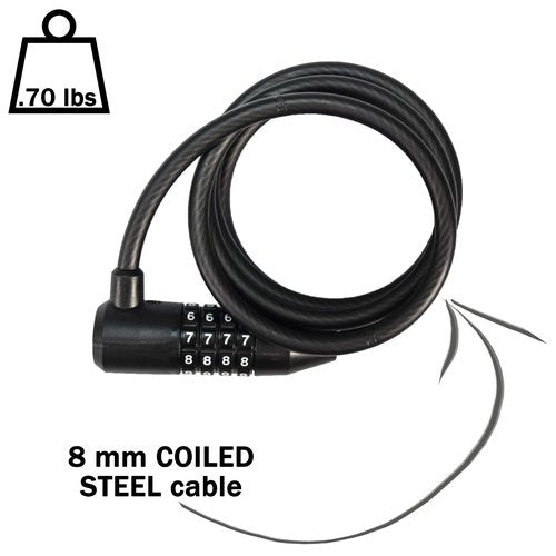 Kryptonite KryptoFlex Bike Lock Cable, 5FT Long 8mm Thick Braided Steel Cable Anti-Theft Security Lock for Outdoor Equipment, Combination/Key Bike Lock