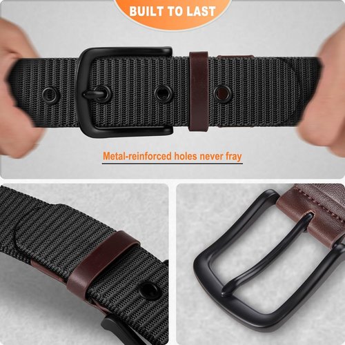 KEMISANT Men's Golf Belt - Durable Nylon Canvas for Jeans & Golf Pants | 1.5" Width, 7 Metal Holes