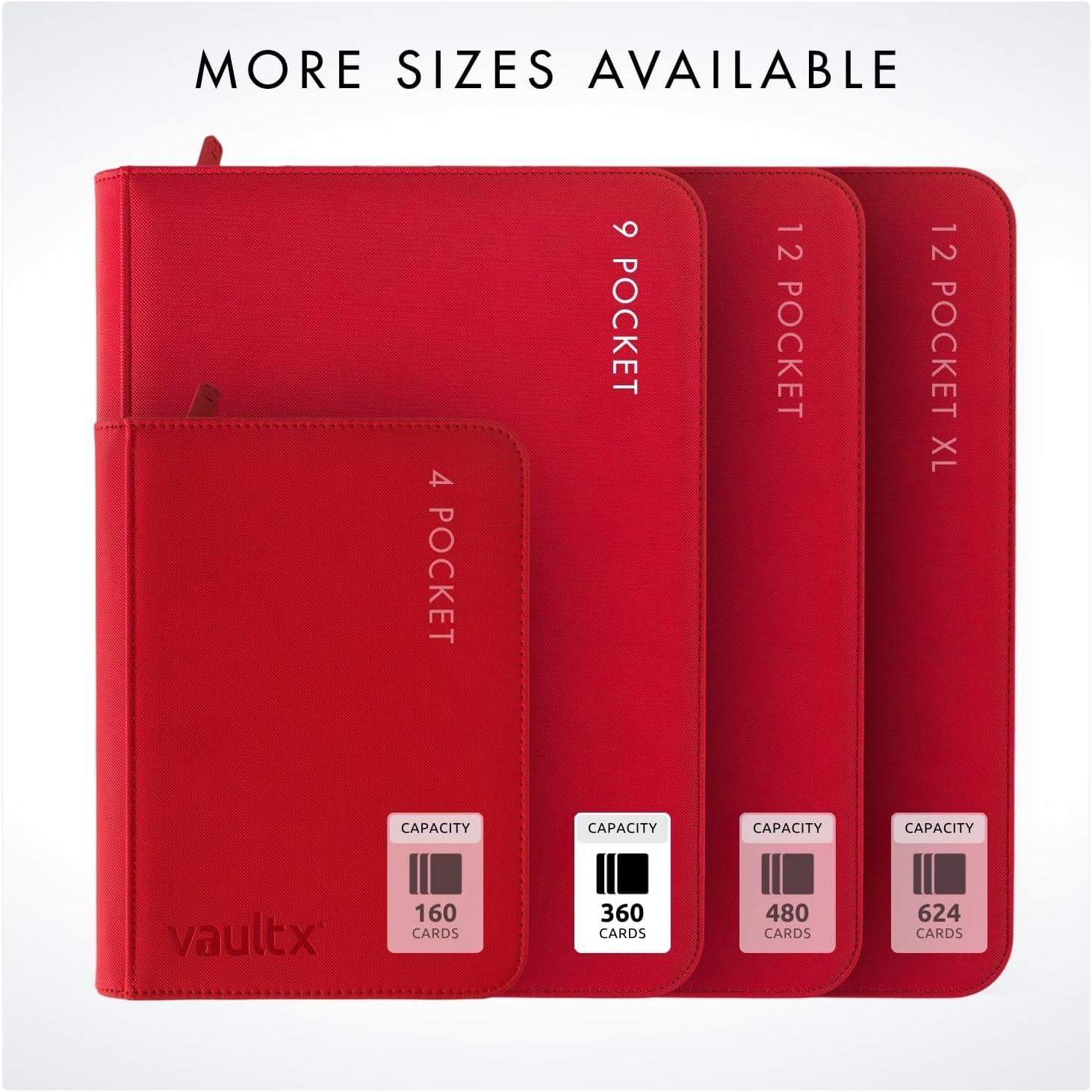 Vault X 9 Pocket Trading Card Zip Binder - Premium Exo-Tec Material, Holds 360 Cards, Red