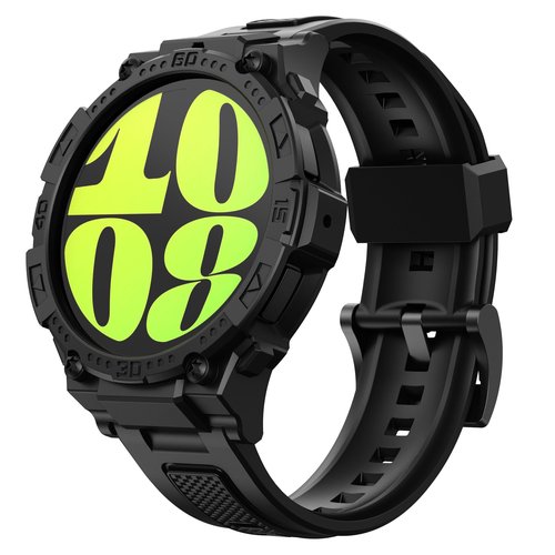 GELISHI Compatible with Galaxy Watch 6 Band 44mm Case Rugged Men Sport Band Protective Bumper Case for Galaxy Watch 6/5/4 44mm Black