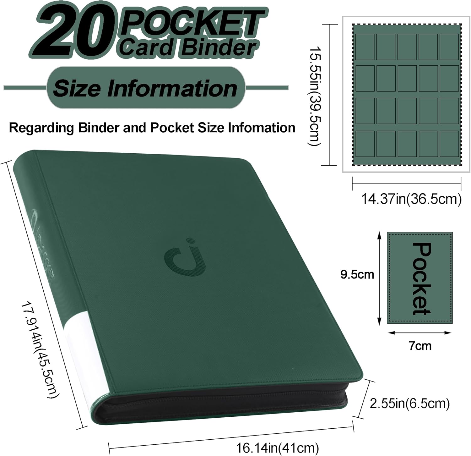 Premium 2000 Pocket Card Binder - Ringless Trading Card Album Fits 2000 Cards | Blackish Green