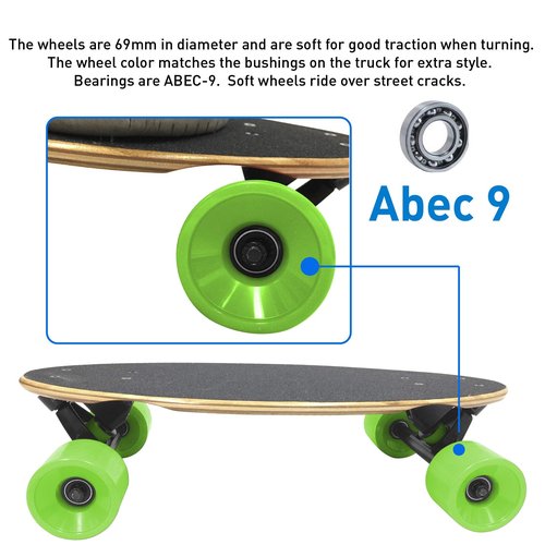 EasyGoProducts Mini Cruiser Wood Longboard Style Skateboard Lightweight and Portable Beginners to Experts - Green, Model:EGP-SKBD-GRN