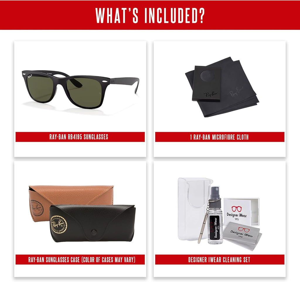 Ray-Ban RB4195 Wayfarer Liteforce Square Sunglasses for Men - Includes Accessory Eyewear Kit