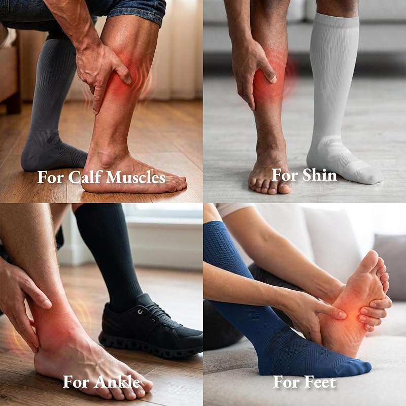 Musesox Compression Socks for Men & Women 15-20 mmHg - 3 Pairs (B01-3black+X-Large)
