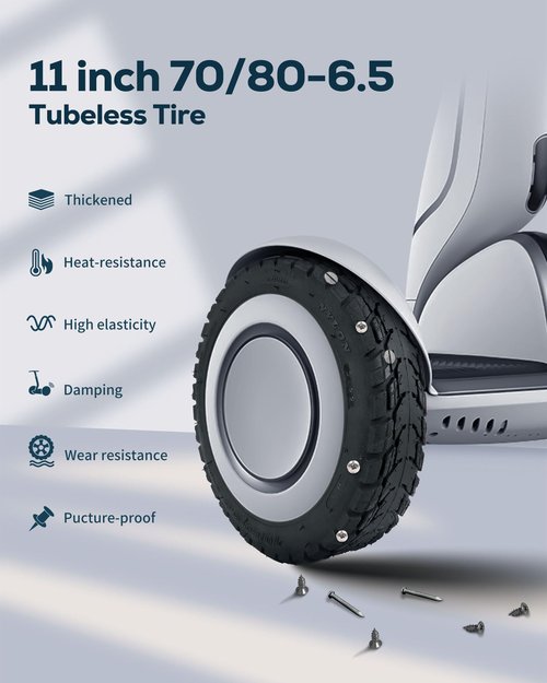 RidTianTek 11 inch 70/80-6.5 Tubeless Rubber Tire for Segway Ninebot S-Plus Smart Self-Balancing Scooter Accessories, Hoverboard Heavy Duty Tire Explosion-proof Replacement, NOT for Ninebot S (2 PCs)