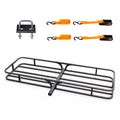 TUFFIOM 54"x19"x5.5" Hitch Mount Cargo Carrier Basket, 500lbs Steel Car Cargo Trailer Hitch Luggage Rack with Straps & Stabilizer for SUV Car Truck Van with 2" Hitch Receiver