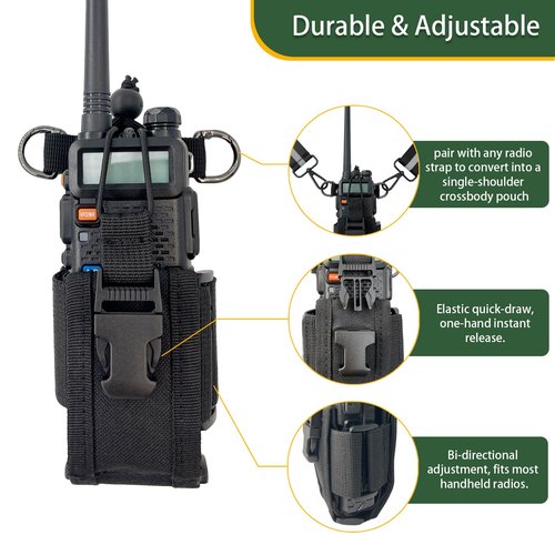 Tactical MOLLE Radio Pouch Holster - Universal Fit for Duty Belt & Vest, Adjustable for Most Walkie Talkies