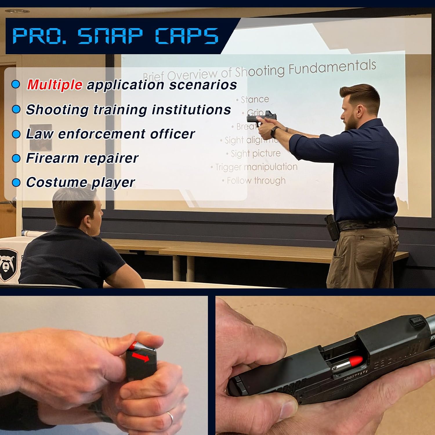 Snap Caps | Reusable Training Dummy Rounds for Safe Dry Fire Practice - Realistic Weight