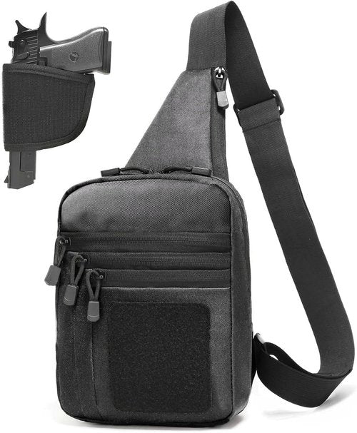 Concealed Carry Gun Bag for Men & Women, Sling Pistol Bag for Handguns CCW Shoulder Bag Tactical Crossbody Chest Pack Range Bags with Holster