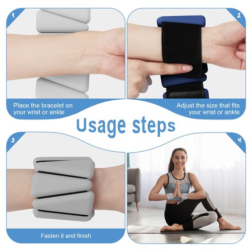 Wrist Weights Set of 2, Adjustable Silicone Workout Weights for Women and Men, Wearable Ankle/Wrist Weights Suitable for Yoga, Dance, Pilates, Pool Exercises and Jogging (Grey)