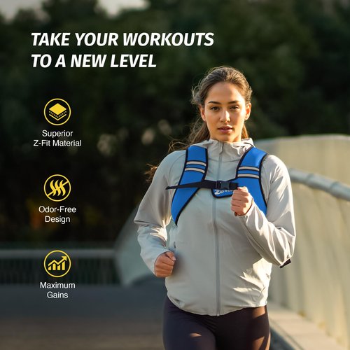 ZELUS Weighted Vest, Washable Z-Fit Soft Iron Weighted Vest for Women and Men, 5/10/15 lb Weight Vest with Reflective Strips & Adjustable Straps, Ultra Thin Weight Vest for Gym Strength Training, (5lb) Light Blue