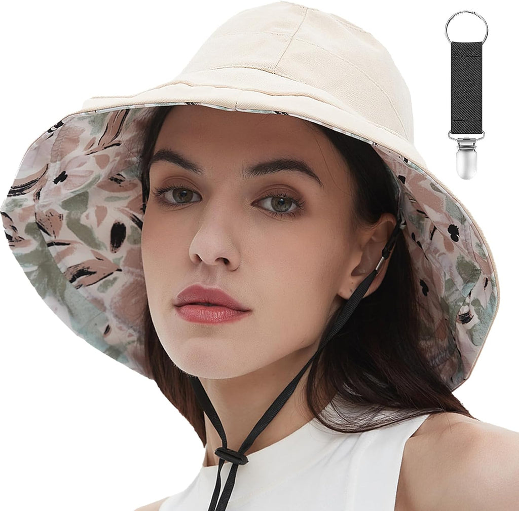 Vidsel Women's Wide Brim Sun Hat - Reversible Cotton Bucket Cap with UV Protection | Packable Summer Travel Accessory