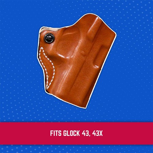 DeSantis Mini Scabbard Gun Holster with Secure Grip, Fits Glock 43 and 43X, Leather Molded Holster, Right-Hand Draw, Unisex, Tan