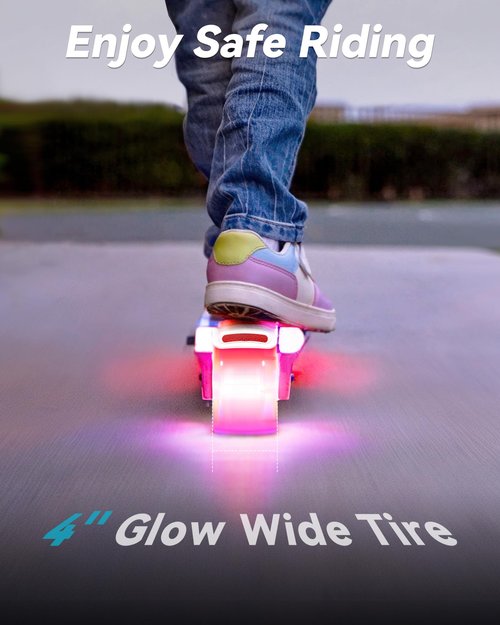 Gyroor KS2 Kids Electric Scooter with LED Lights – Safe 5 MPH Speed, Foot Sensor Start, Adjustable Handlebar, Fast Charging, for Ages 6–12,Pink