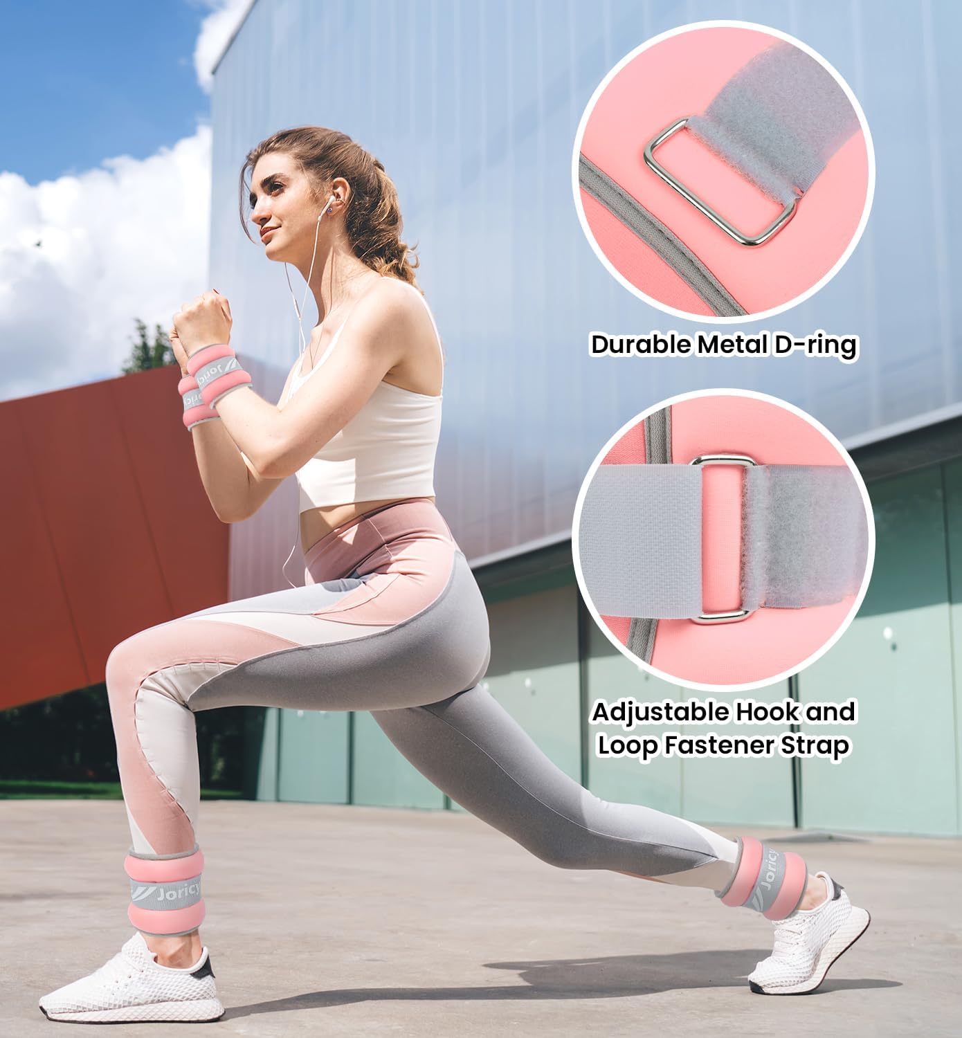 Ankle Weights, Wrist Leg Arm Weights for Women Men Kids with Adjustable Straps, Strength Training Weighted for Jogging, Running, Walking, Fitness, Gym Workout - 4LBS Pair (2 LB Each Weight), Light